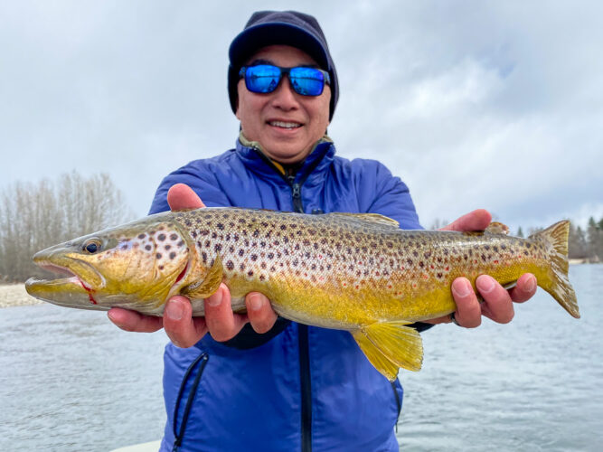 Erik started the day with an awesome brown trout 