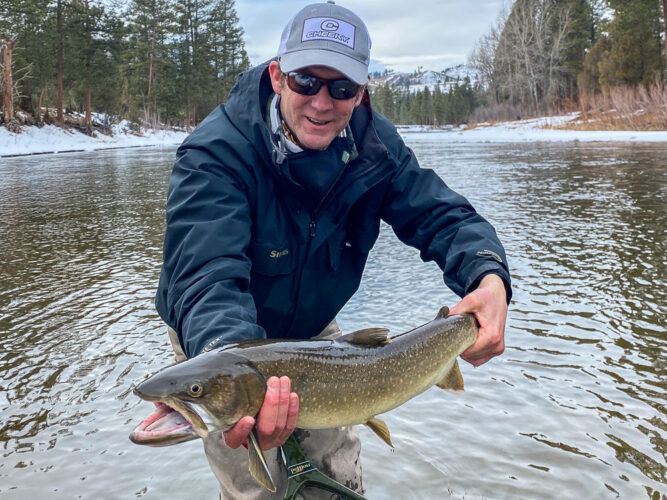 Pete was all smiles with a solid bull trout on the streamer 