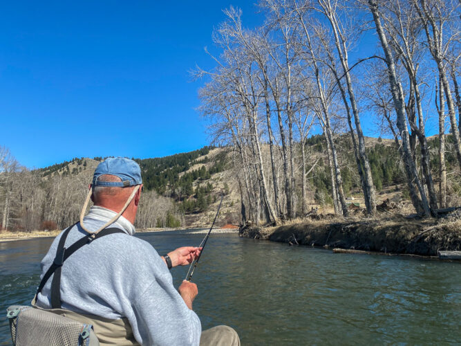 Mike has a trout on the line as well - doubles!