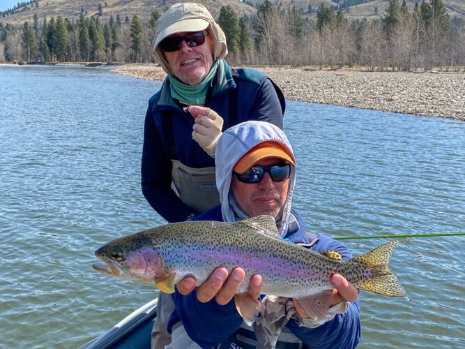 Jim with a stud rainbow on the dry fly on the Bitterroot