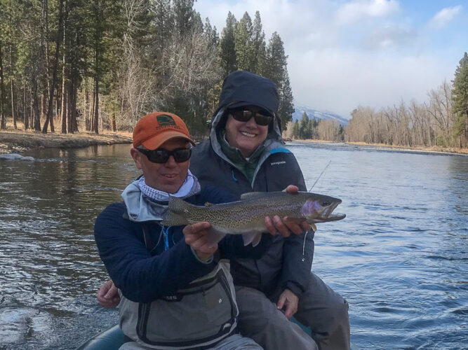 Still cold, but Nancy finished up with a perfect cuttbow 