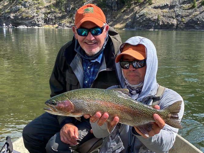 Jim closed out the trip with another great rainbow trout right at the take out trout fishing the Missouri