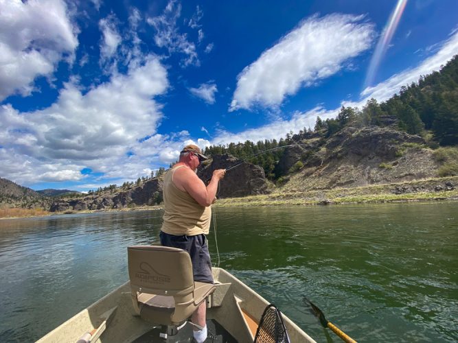 Dave was hooked up immediately trout fishing the Missouri