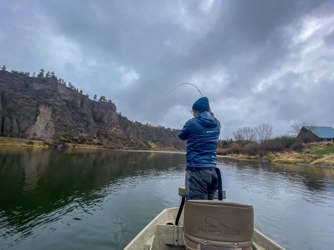 Bryan hooked up in the morning. - Big Trout - Missouri River Fishing