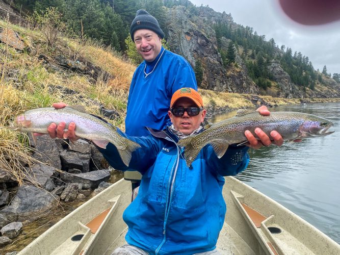 A great double and Scott's first fish on a fly rod