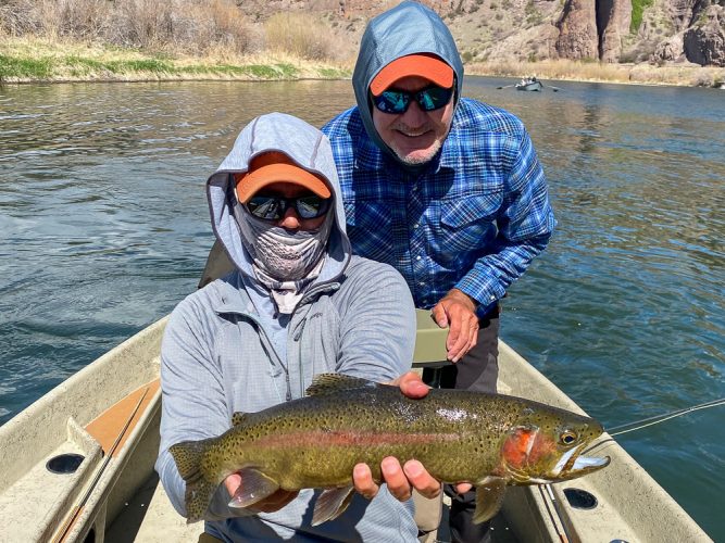 Jim with a 20+" warrior in the morning trout fishing the Missouri