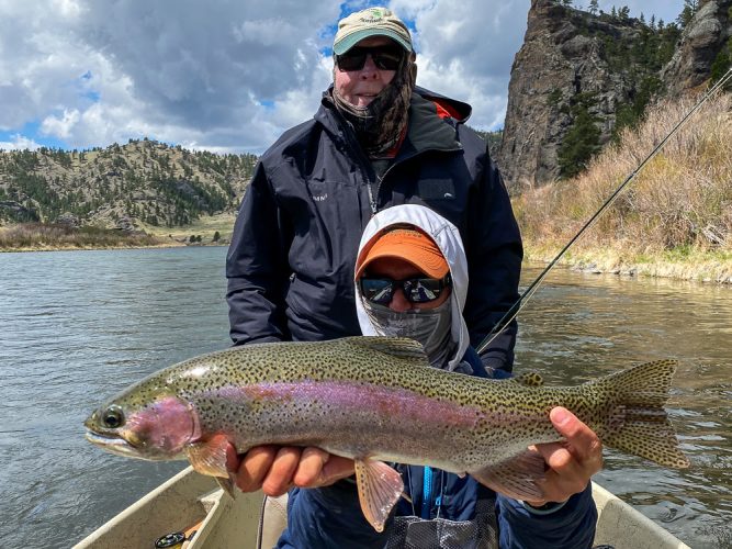 Dick with a stud rainbow trout - Big Trout - Missouri River Fishing