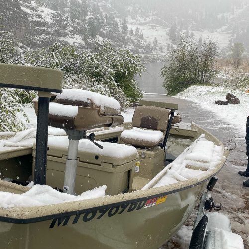 Wild Weather Trout Fishing - Not exactly how I like my boat to look in May