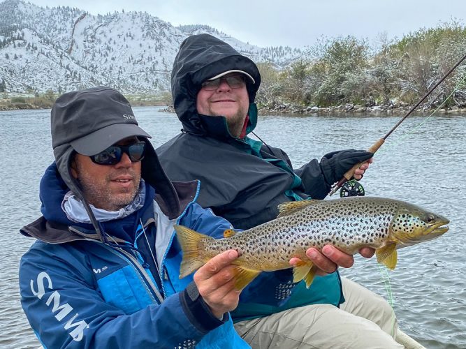 Nick with the first brown trout of the trip