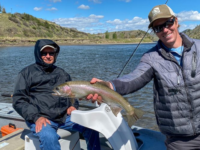 Willy had the hot hand this morning on the river - Big Rainbow Trout