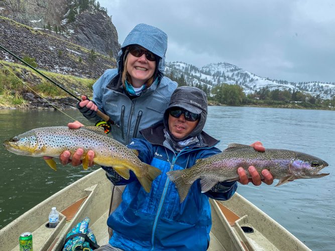 A nice double just above the Lodge - Wild Weather Trout Fishing the Missouri