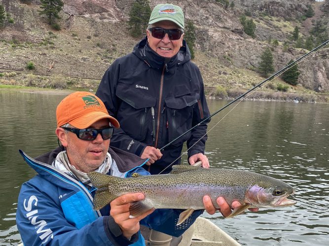 Dave with a quality big rainbow trout in the morning