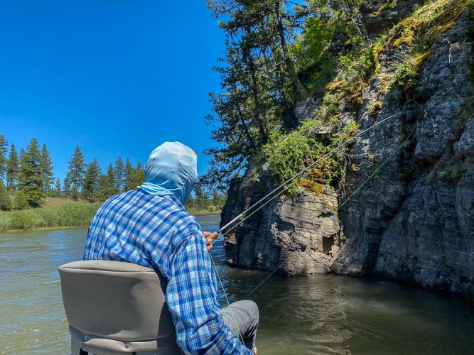 Hooked up in the shade - Trout Fishing Montana