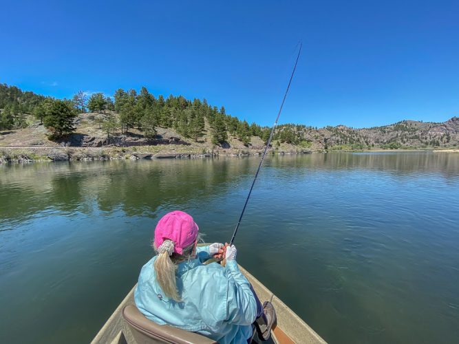 Dianne hooked up in the afternoon with Missouri River Rainbow Trout