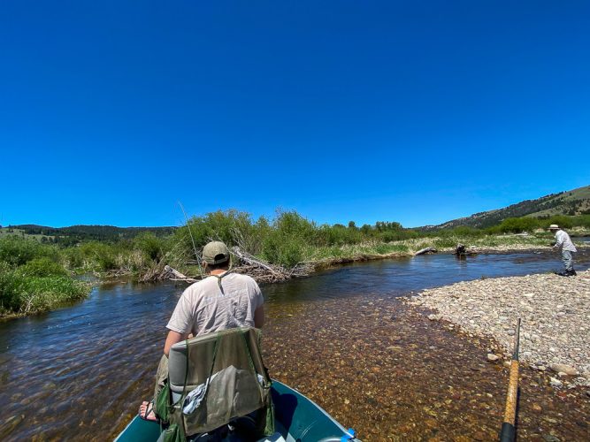 Nik hooked up while Marcelo worked the next spot - Trout Fishing Montana