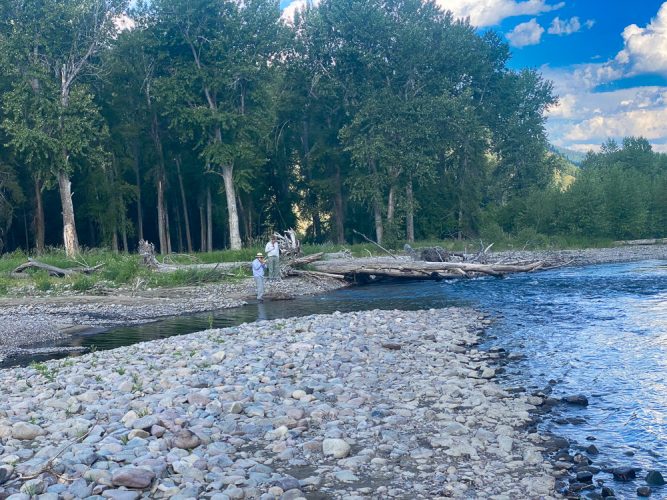 Marcelo hooked up on foot - Clark Fork Fly Fishing July