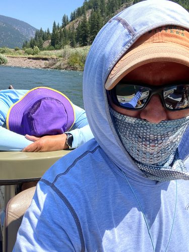 Joe was all tuckered out by the end of the day - Blackfoot River Fly Fishing July