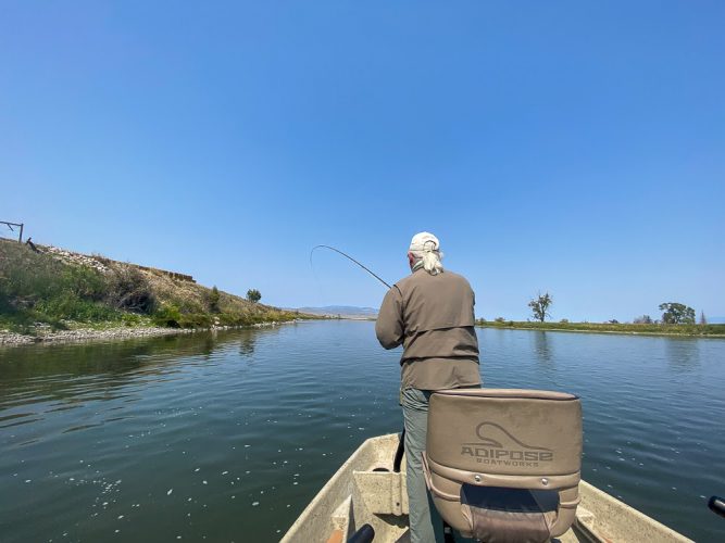 Bob tight to a hot fish - Clarkfork August Fishing