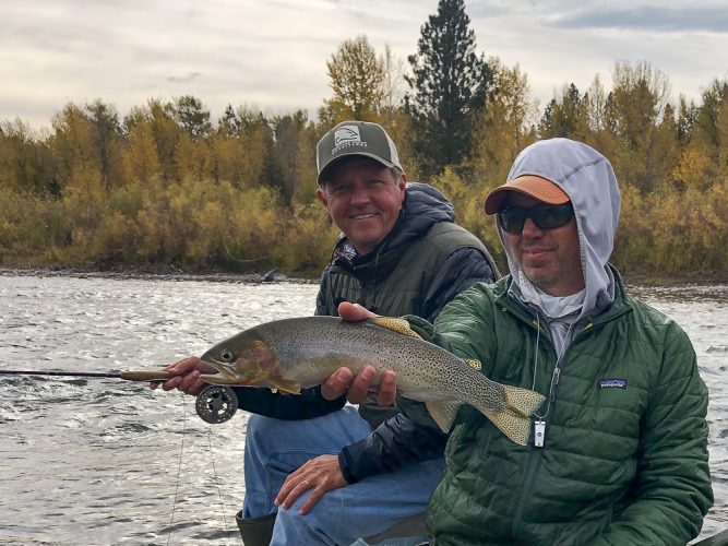Steve with a thick cutthroat a few runs in - Montana Fall Fishing Fun