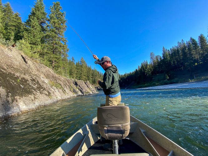 Tommy hooked up early - Late Summer Missoula Fishing