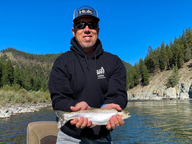 Larry with a quality cuttbow - Late Summer Missoula Fishing