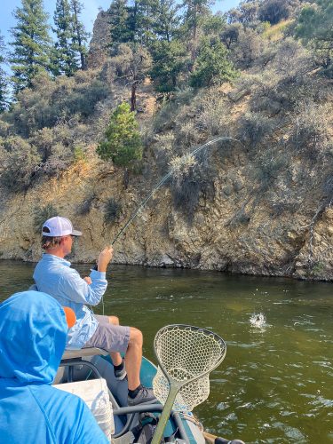 Jeff fighting a good one to the net- Montana Fly Fishing