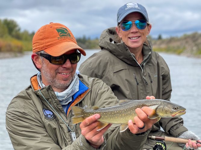 Erin with a bull trout the morning - Montana Fall Fishing Fun