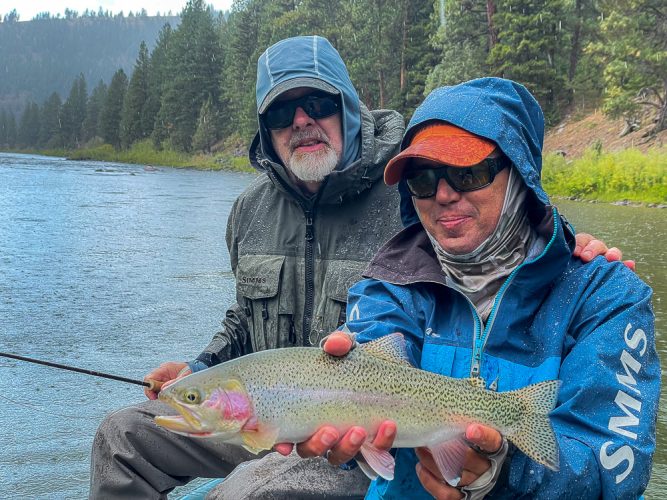 Jeff saved the best for last with a thick cuttbow above the takeout - Clarkfork August Fishing