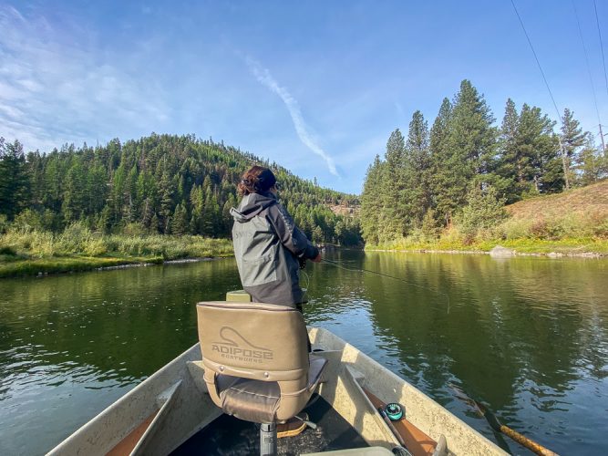 Maria waiting for the strike - Missoula Fall Fishing