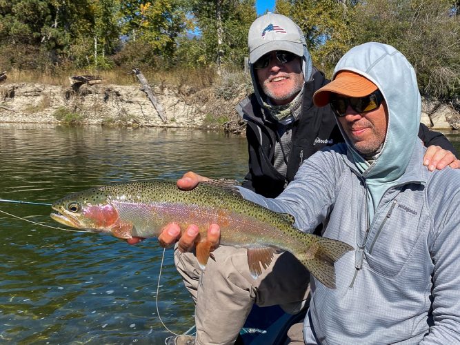 Great rainbow for Steve on the trico - Montana Fall Fishing Fun