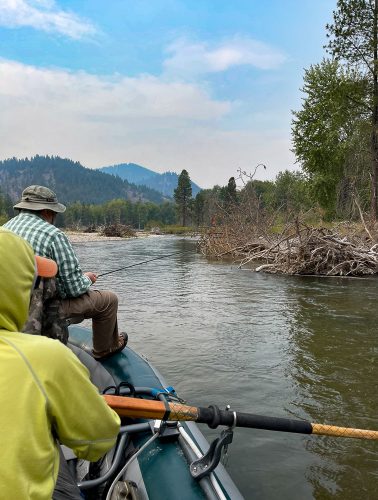 Mark working the logjams - Missoula Fall Fishing