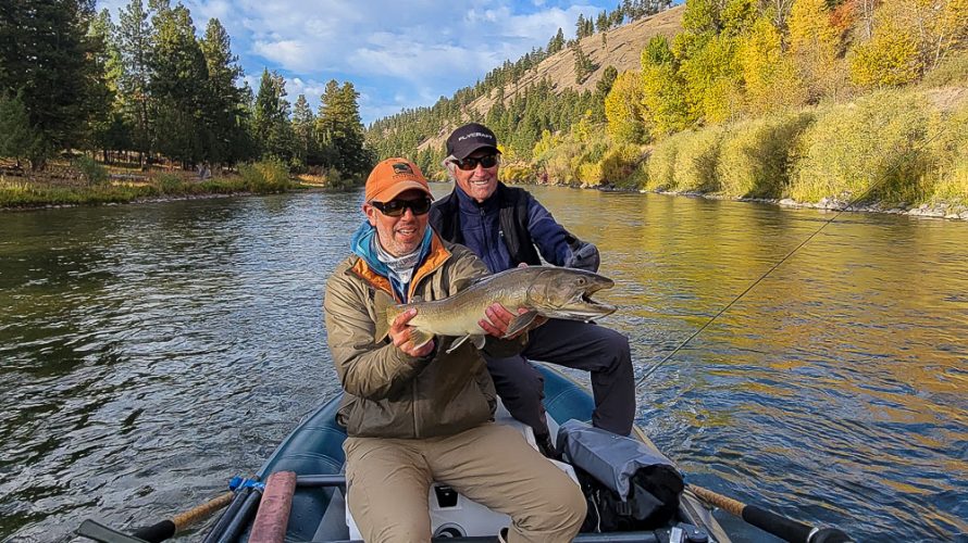 Jake with the big bull trout - Montana Fall Fishing Fun