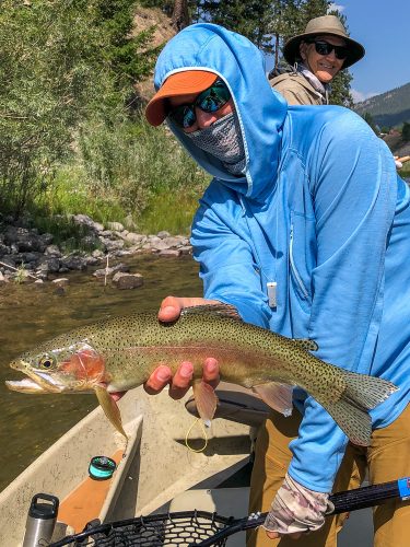 Mark with a slab rainbow on a hopper - Clarkfork August Fishing