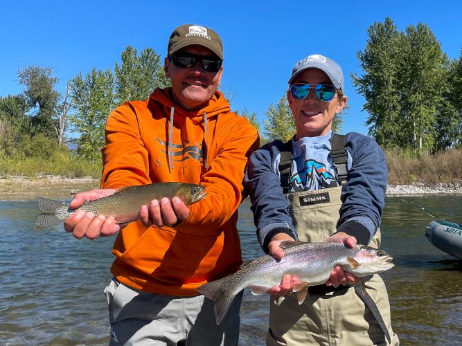 Nice double for Rick and Erin - Montana Fall Fishing Fun