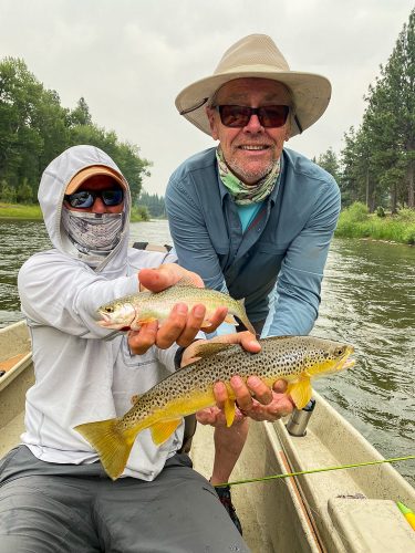 Jim with two fish on one cast - July Missoula Fishing Trips