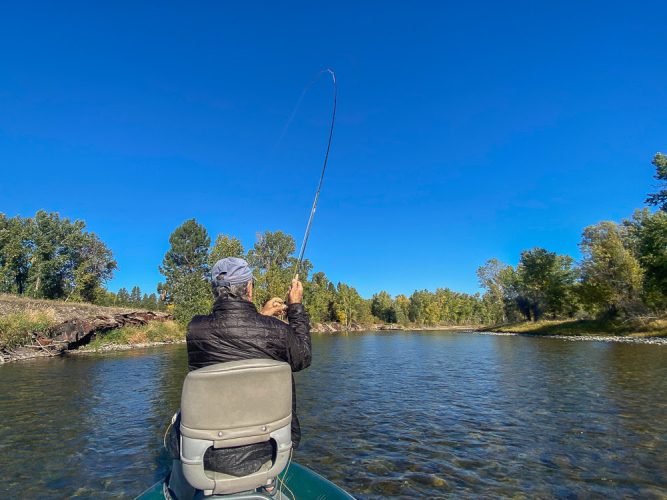 Skip hooked up early on the dry - Montana Fall Fishing Fun