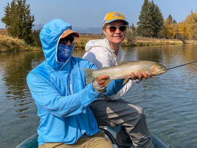 Constance with a great cutt on a small dry fly - Montana Fall Fishing Fun