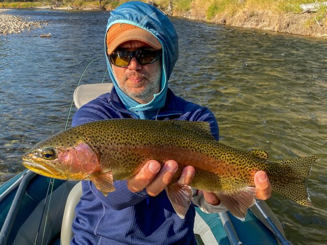 Jim started the day with a big rainbow - Montana Fall Fishing Fun