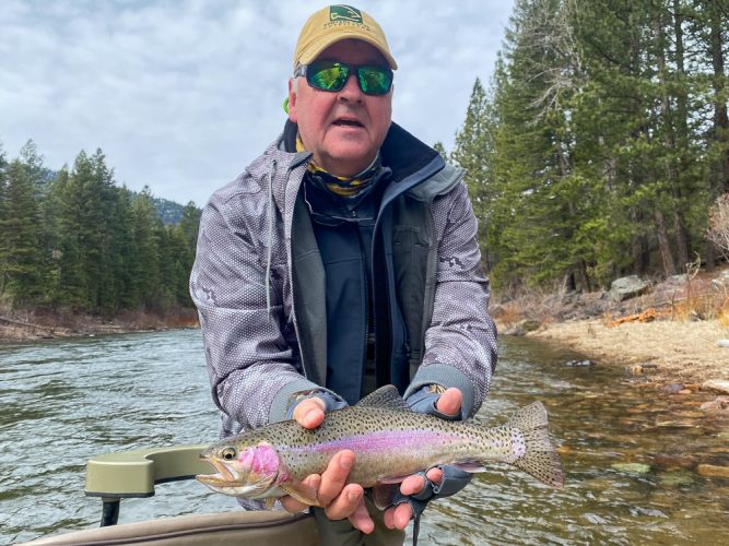 John with a bright Blackfoot rainbow- Flyfishing Montana 2022