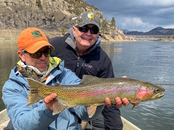 Stephen with a perfect specimen- Missouri River Fly Fishing 2022