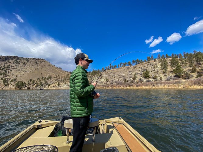 Rudy tight to a good fish- Flyfishing Montana 2022