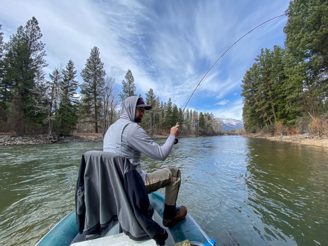 Tanner hooked up on top- Spring Fishing Montana 2022
