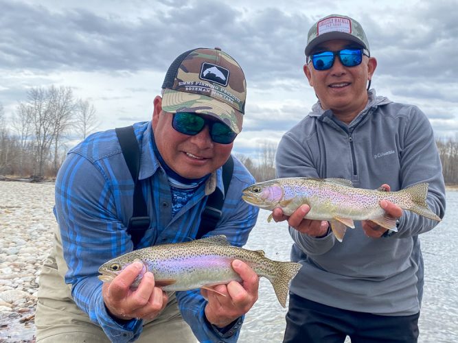 Erik and Daren doubled up at the end of the day - Spring Fishing Montana 2022