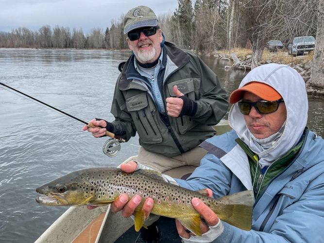 Jeff with one more quality brown at the takeout - Spring Fishing Montana 2022