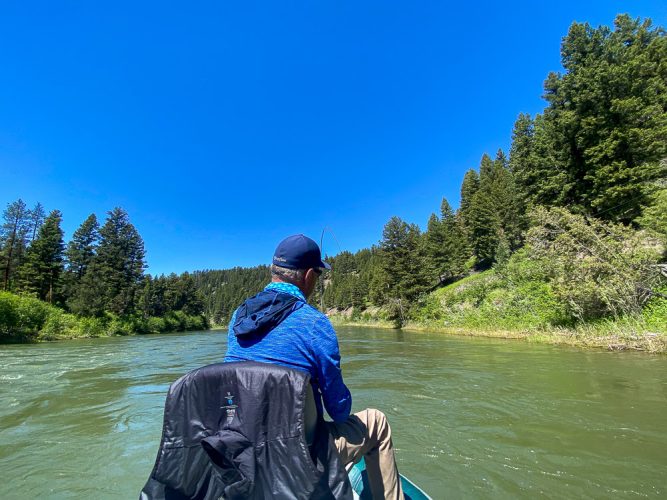 Luke hooked up on the dry- Blackfoot River Fishing 2022