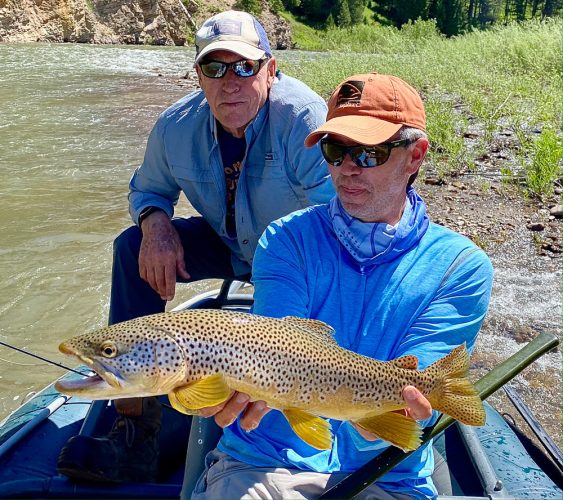 Roger with a big brown out of a tiny foam pocket- Blackfoot River Fishing 2022