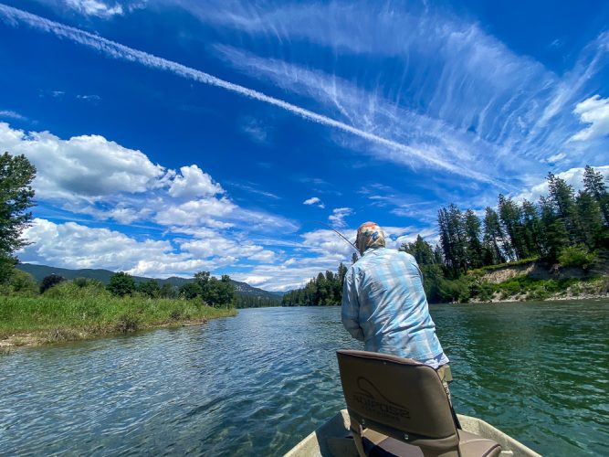 Bob tight to a solid fish on the Clark Fork- Blackfoot River Fishing 2022