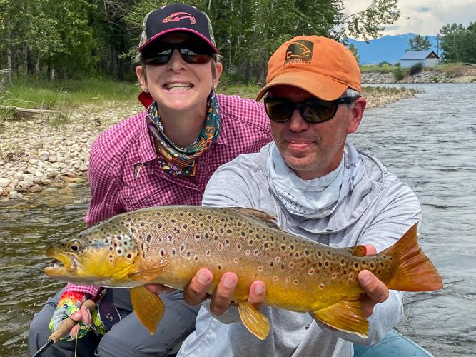 Sheila saved the best for last with this colorful 20" brown on the dry - Bitterroot River Fishing 2022
