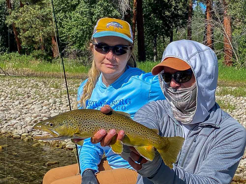 Gorgeous brown for Constance in the morning - Bitterroot River Fishing 2022