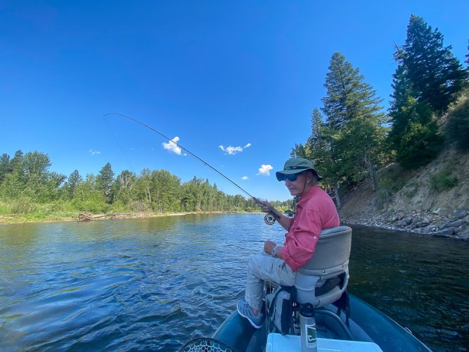 Herb hooked up in the morning - Missoula Flyfishing 2022